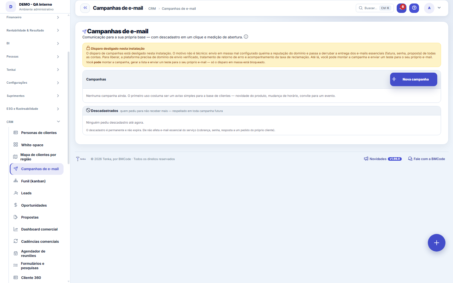 Campanhas de e-mail