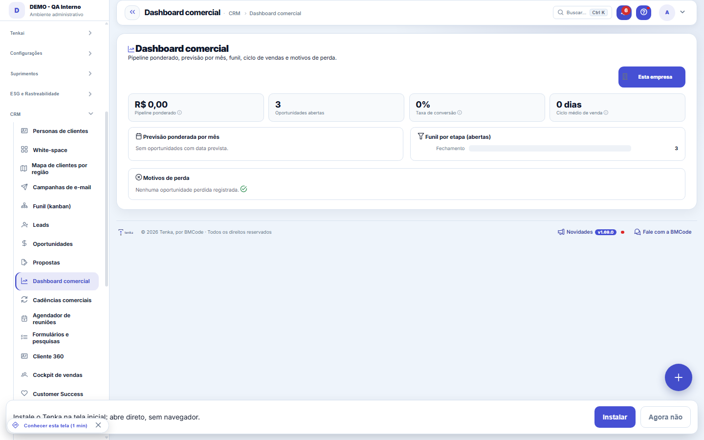 Dashboard comercial