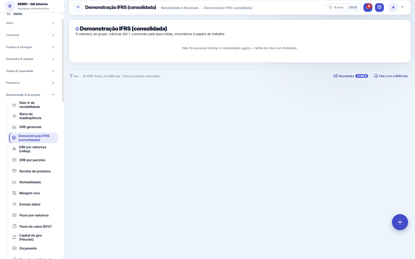Demonstração IFRS (consolidada)